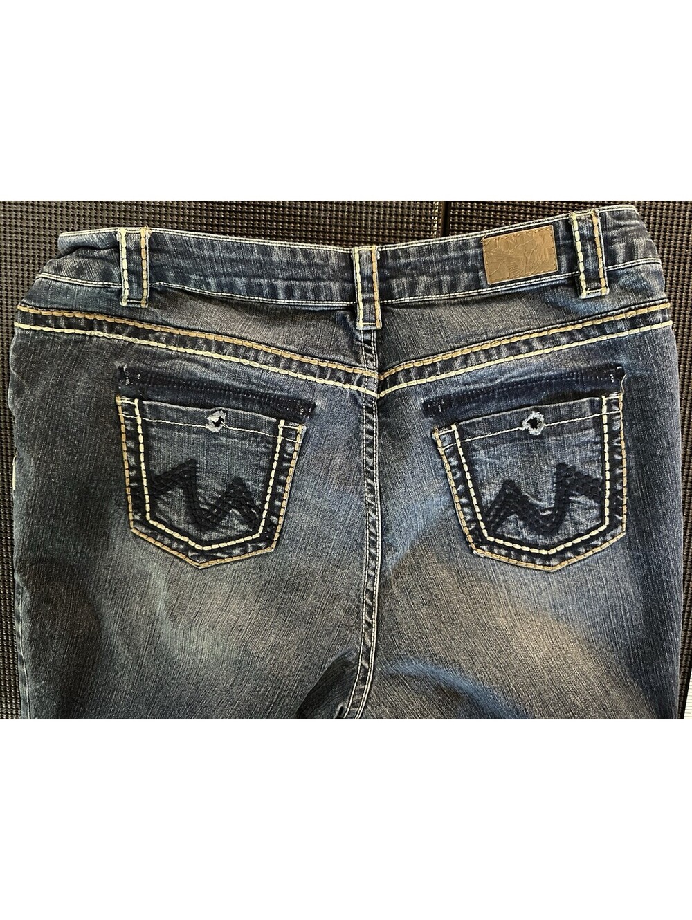 YMI Womens Bootcut Flare Jeans Y2K Dark Wash Contrast Stitch Low Rise